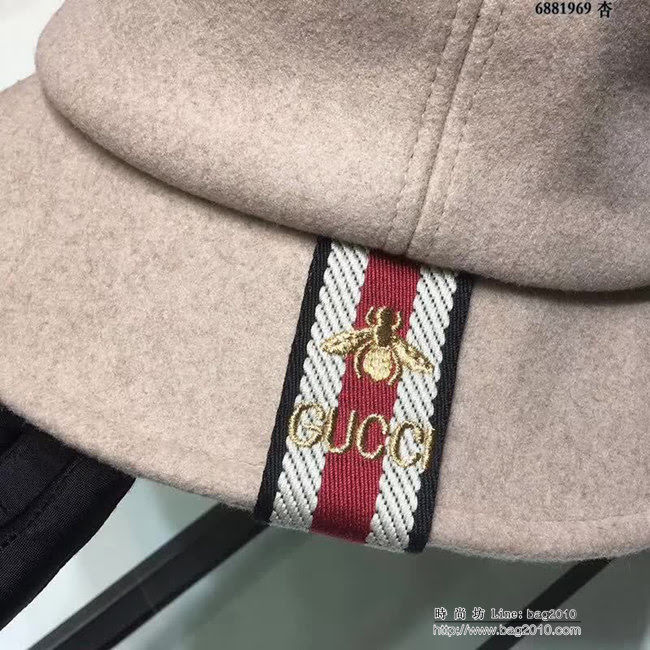 GUCCI古馳 專櫃爆款 百搭單品 經典羊毛漁夫帽 6881969 LLWJ6595